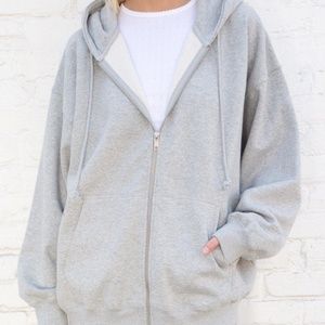 grey zip up brandy melville christy hoodie